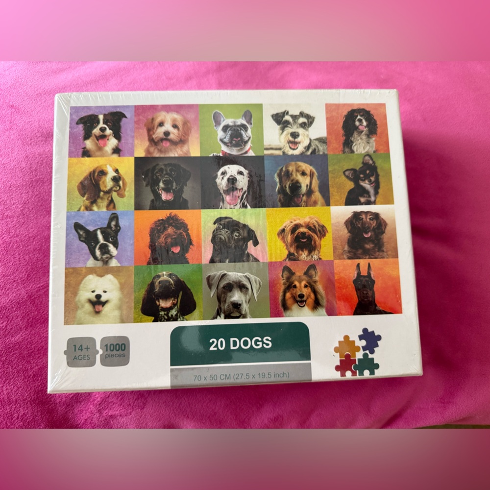 20 Dogs Jigsaw Puzzle - Colorful Dog Portraits - 1000 Piece (Pink)